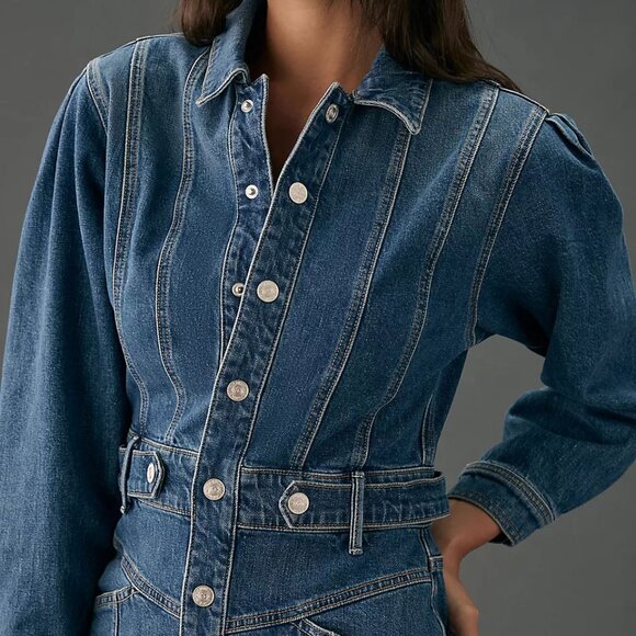 Mother Superior Women's S The Batwing Cinch Waist Mini Denim Dress Beer Me $525 - Picture 6 of 16